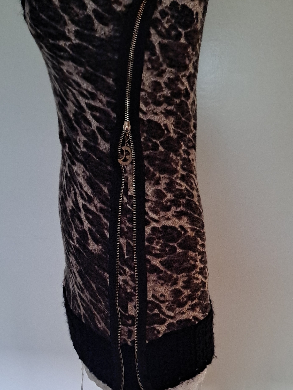 Women's Leopard Print Cowl Neck Sweater - Black & Brown - Picture 3 of 12
